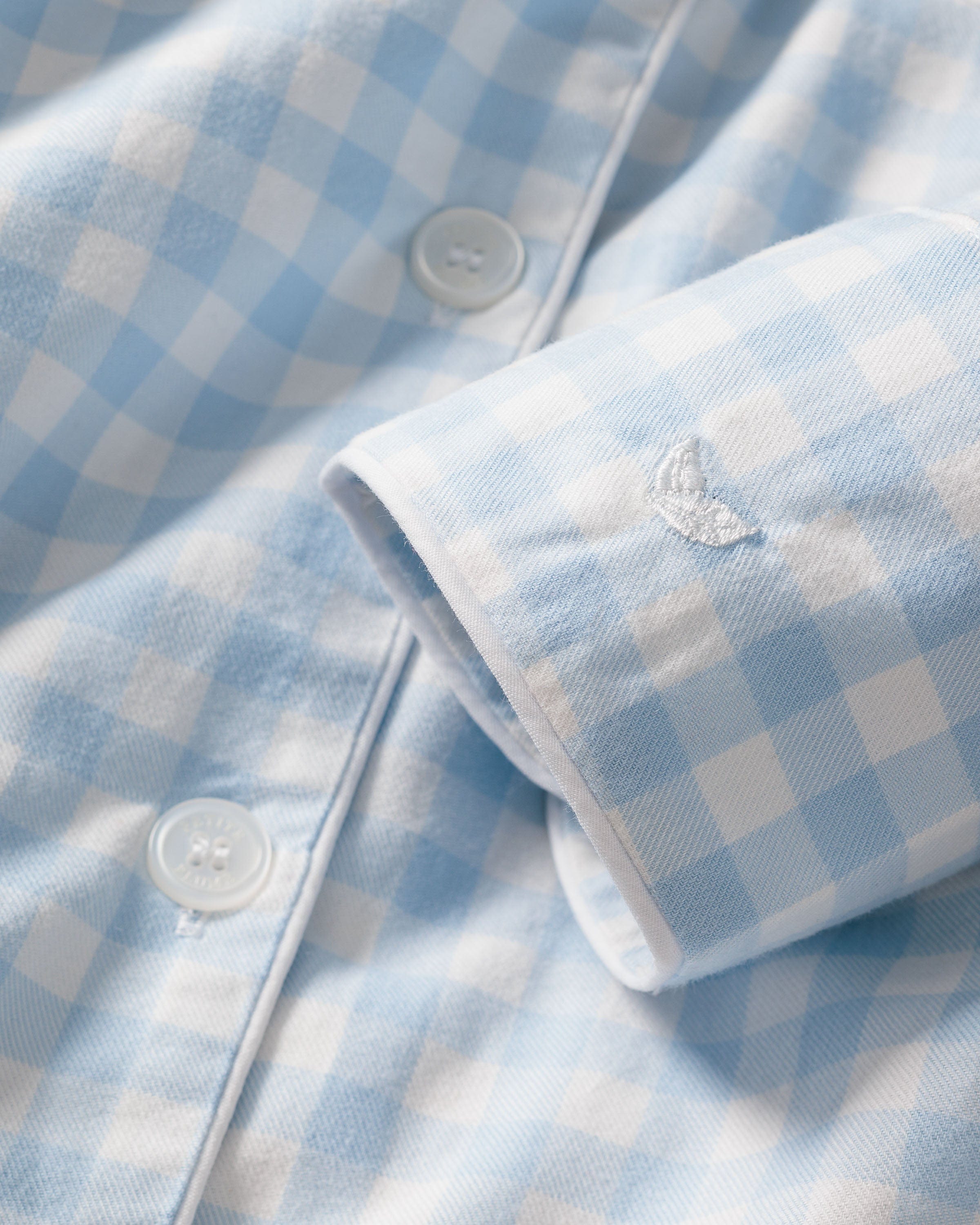 Petite Plume Sleepwear & Loungewear Women's Twill Pajama Set in Light Blue Gingham