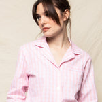 Petite Plume Sleepwear & Loungewear Women's Twill Pajama Set in Pink Gingham