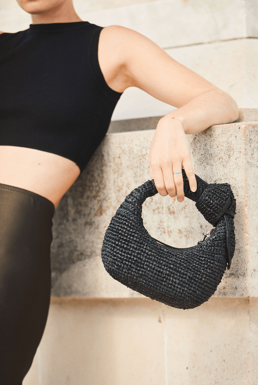 POOLSIDE All Black The Josie Knot Bag