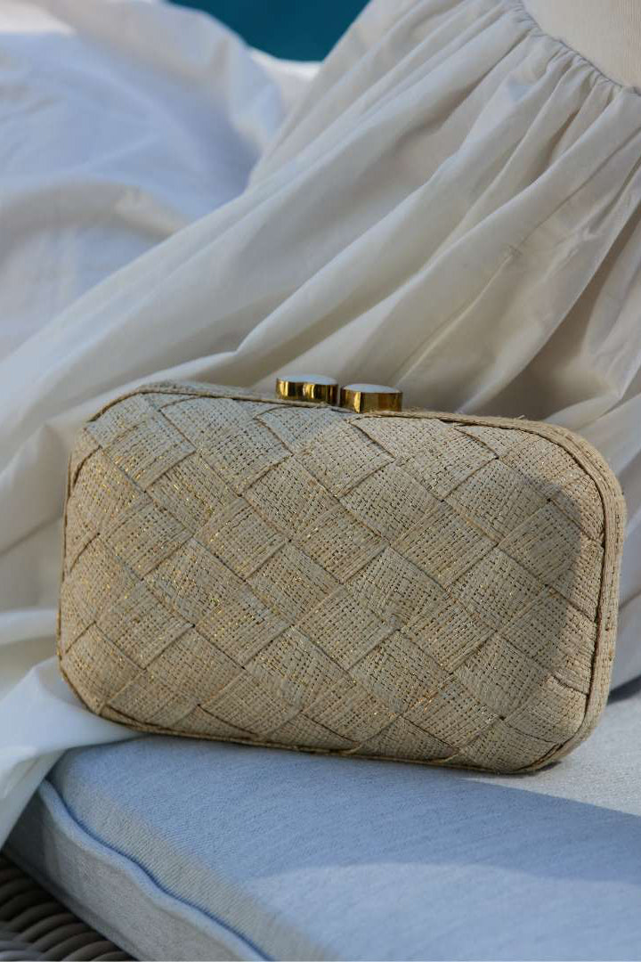 POOLSIDE Beige The Love Heart Clutch