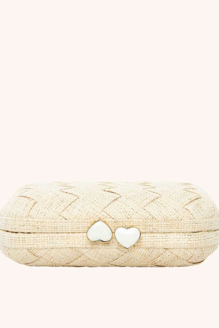 POOLSIDE Beige The Love Heart Clutch