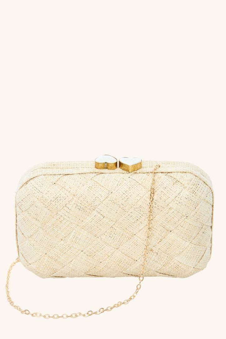 POOLSIDE Beige The Love Heart Clutch
