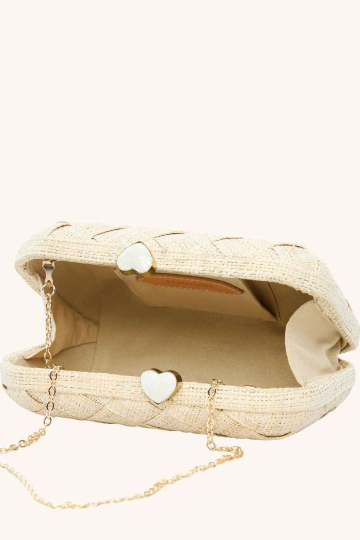 POOLSIDE Beige The Love Heart Clutch