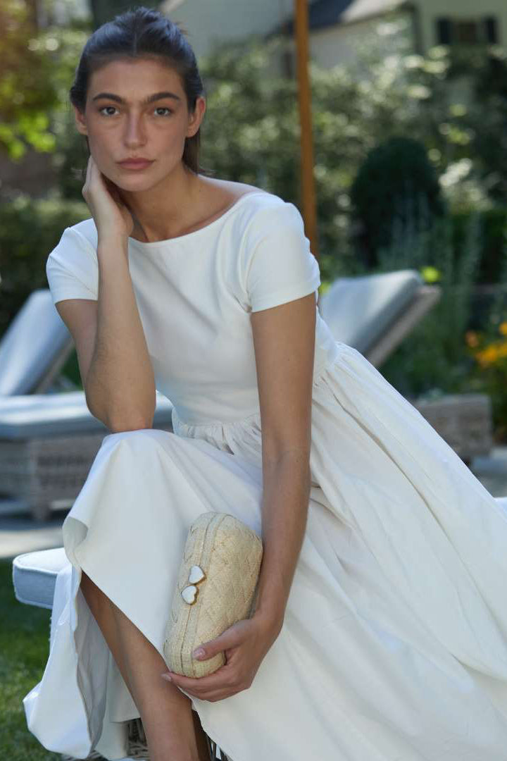 POOLSIDE Beige The Love Heart Clutch