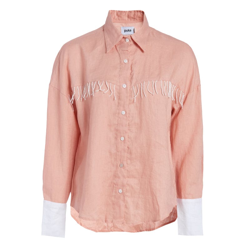 Puka Top Peach Ulu | White Fringe