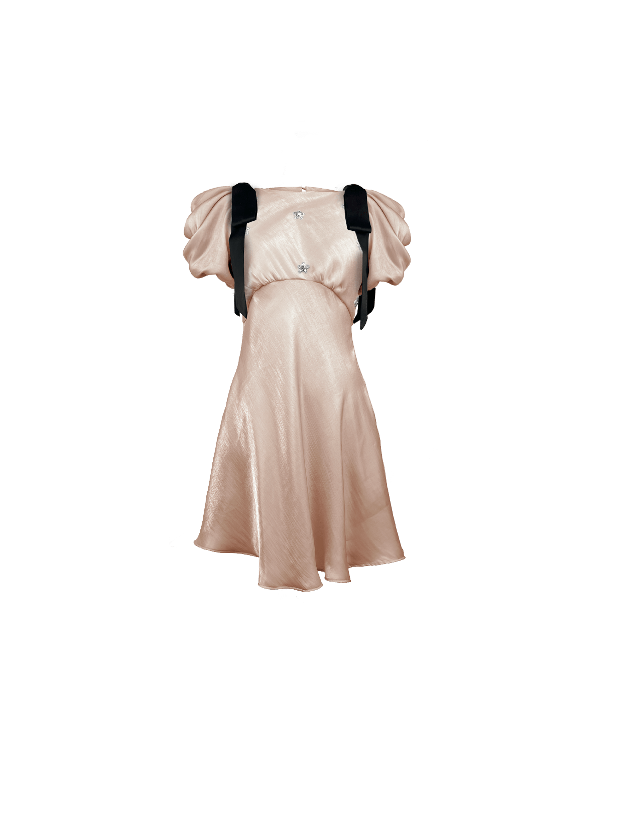 Rebecca Elizabeth Dress 00/0 Dahlia Bow Dress Champagne with Stars