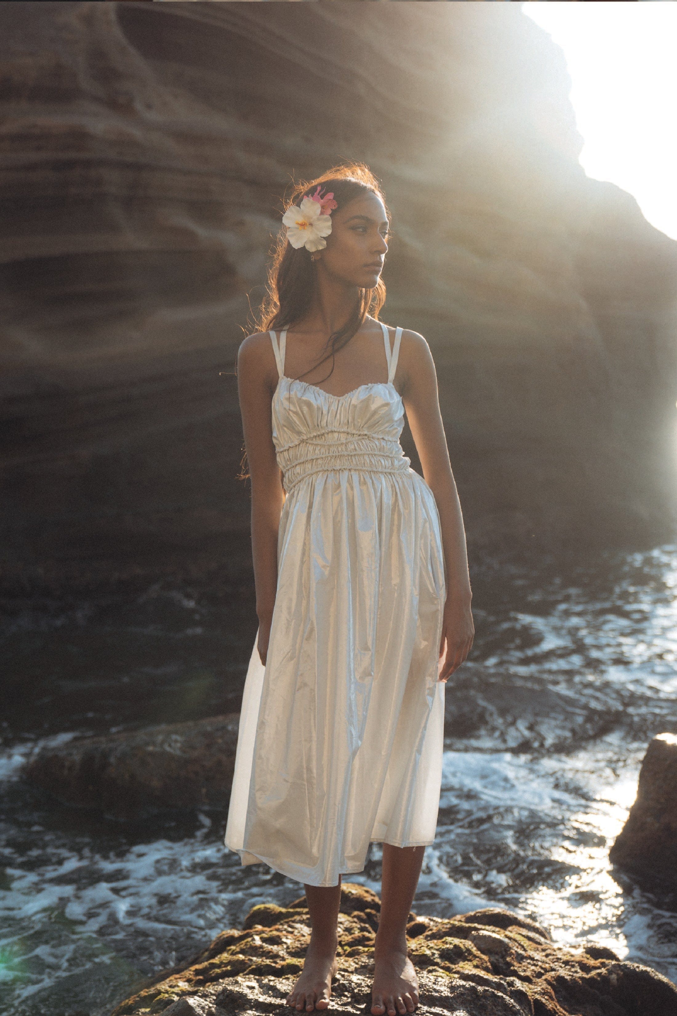 Rebecca Elizabeth Dress 00/0 / Azzuro Stripe Lucilla Aurora Metallic