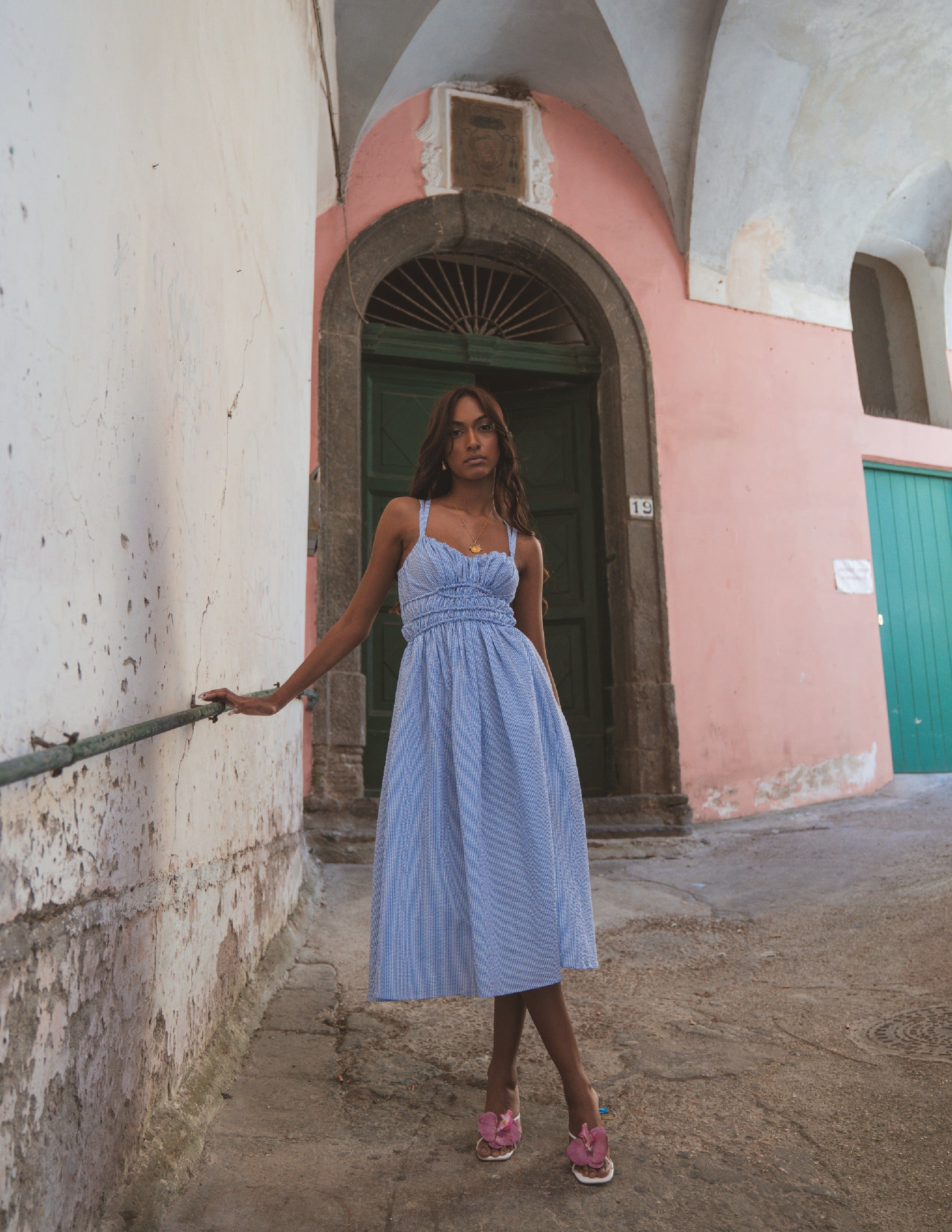 Rebecca Elizabeth Dress Lucilla Azzuro Stripe