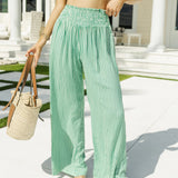 Ricki Beach Club Swimwear The Anytime Beach Pant - Green Cabana Stripe