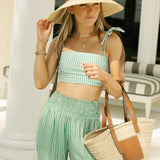 Ricki Beach Club Swimwear The Hampton Top - Green Cabana Stripe