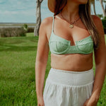 Ricki Beach Club Swimwear The Montauk Top - Green Trellis