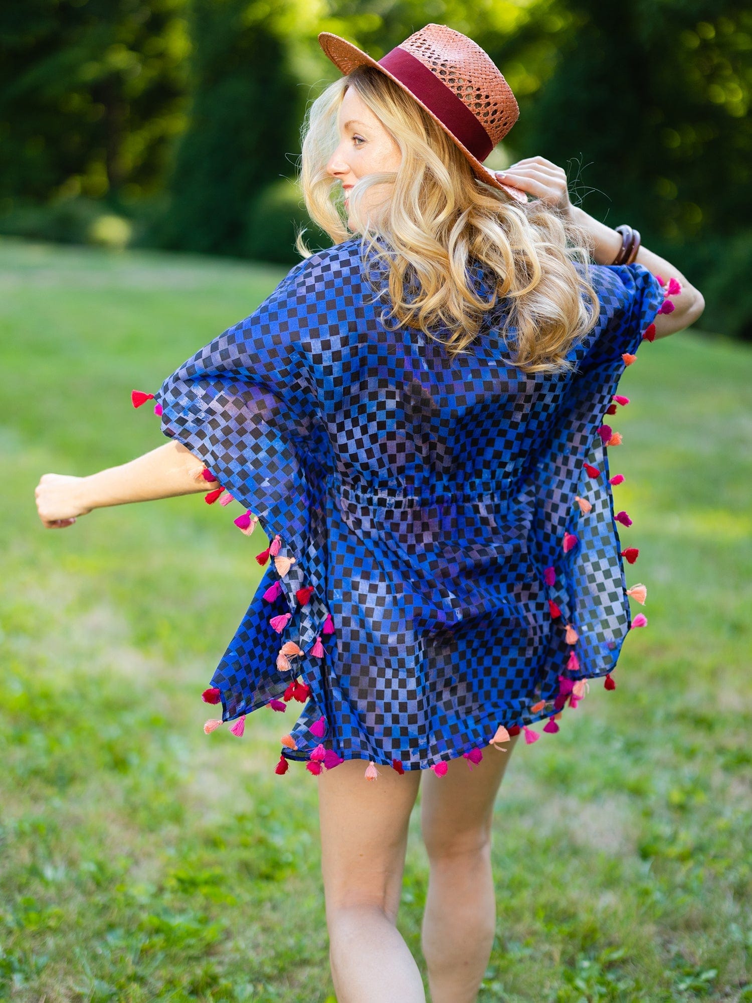 Sara Joy Blue Marble Geo Open Caftan