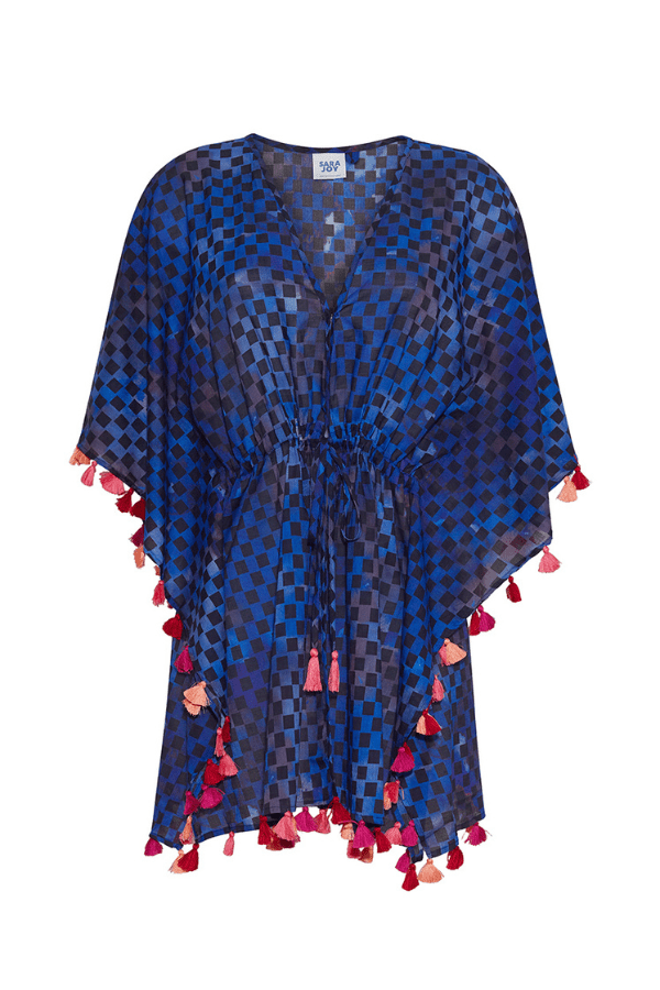 Sara Joy Blue Marble Geo Open Caftan