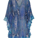 Sara Joy Cover Up Ocean Glimmer Ruffle Caftan