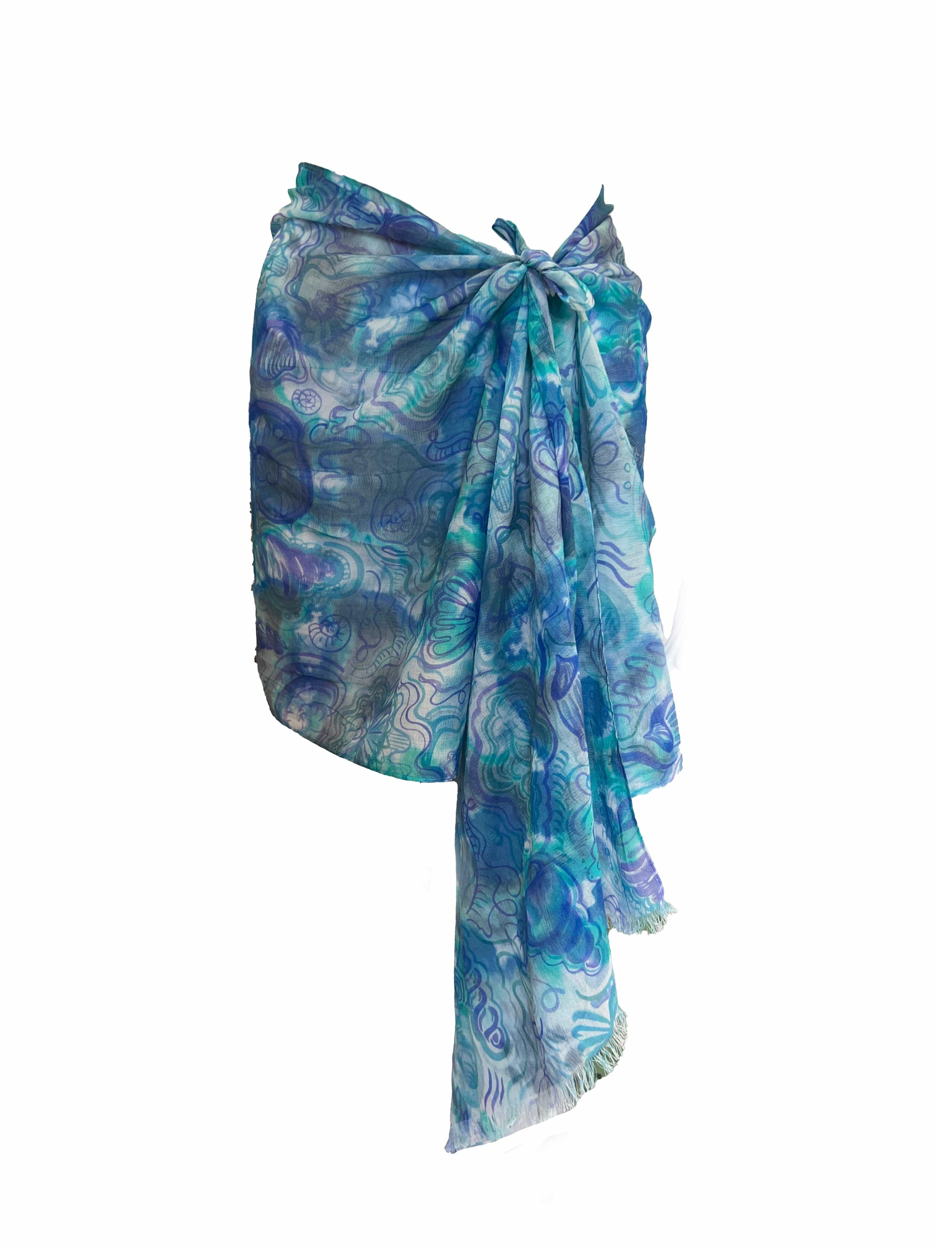 Sara Joy Cover Up Shell Tie Dye Mini Sarong