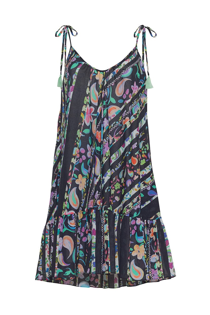 Sara Joy Dresses Painted Paisley Black Swing Dress