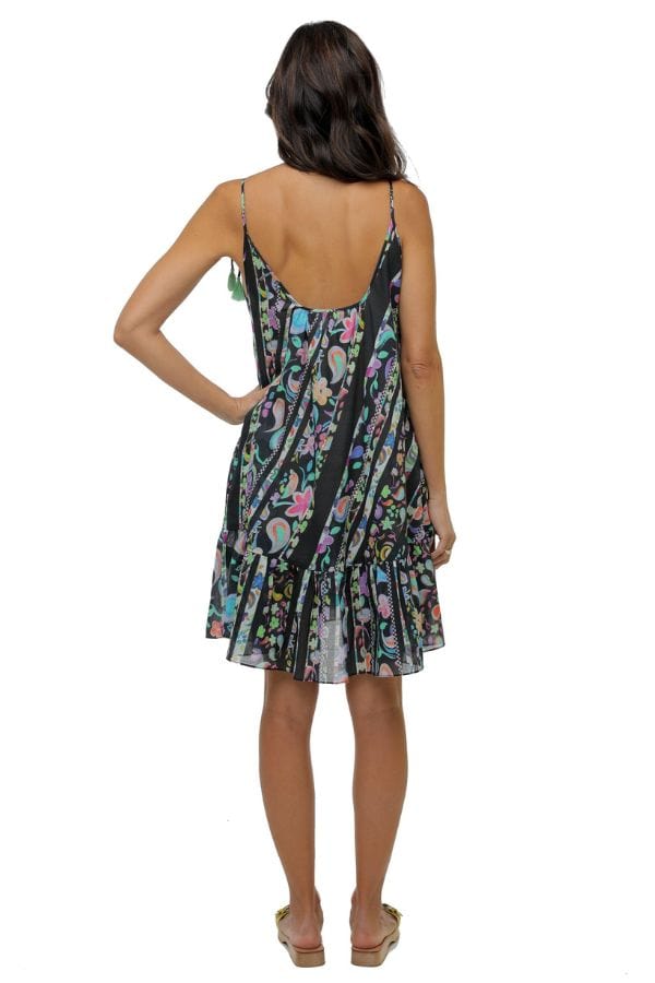 Sara Joy Dresses Painted Paisley Black Swing Dress