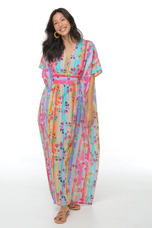 Sara Joy Painted Floral Maxi Caftan