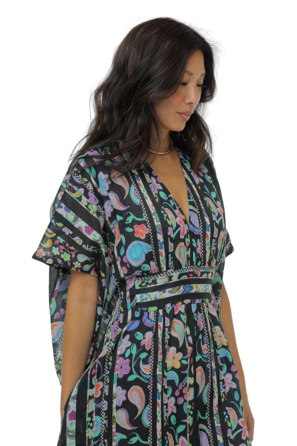 Sara Joy Painted Paisley Maxi Caftan