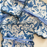 SARA KHATIB DESIGN Cocktail Napkins SCALLOP TRIM COCKTAIL NAPKINS COASTAL BLUE WILDFLOWER