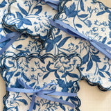 SARA KHATIB DESIGN Cocktail Napkins SCALLOP TRIM COCKTAIL NAPKINS COASTAL BLUE WILDFLOWER