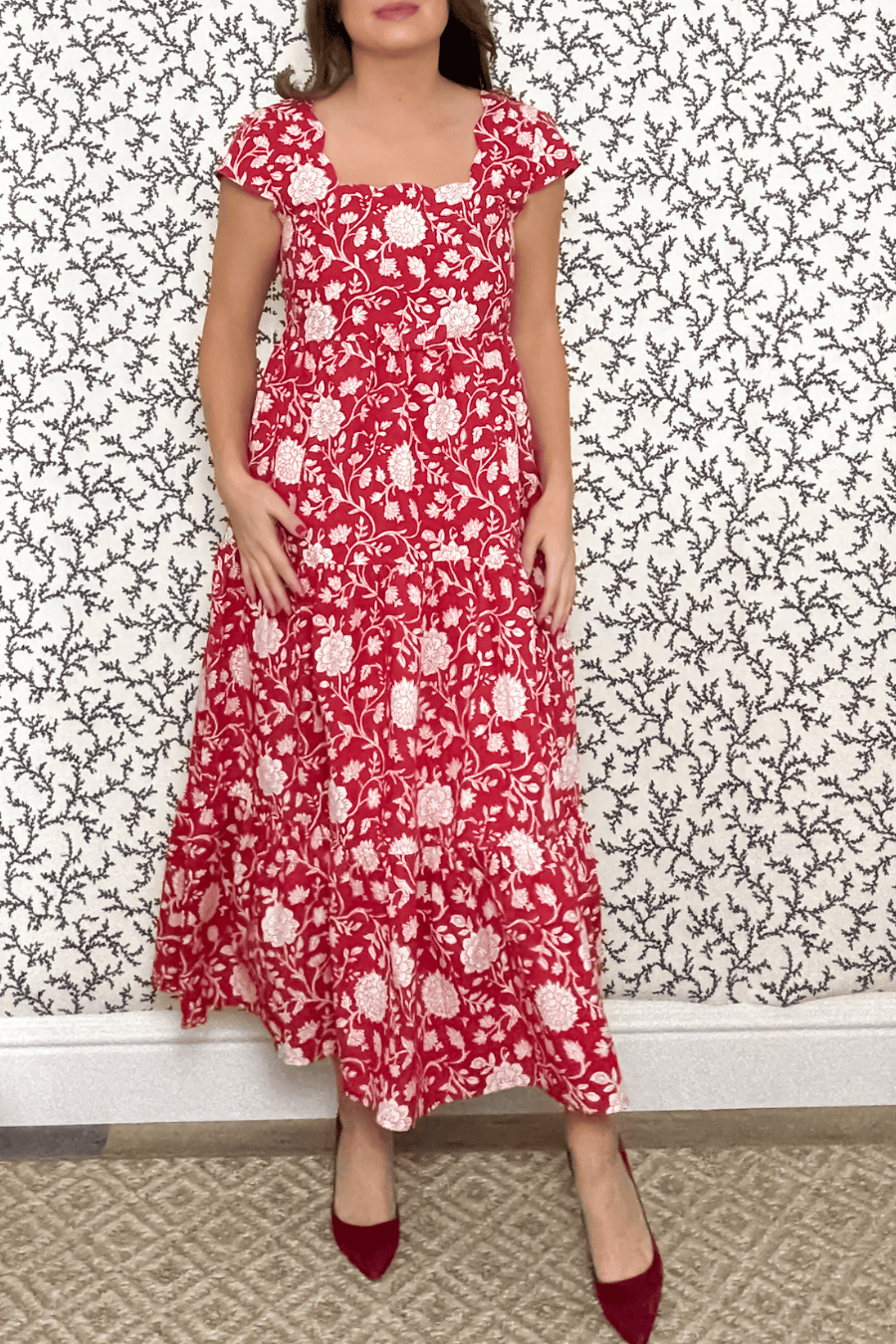SARA KHATIB DESIGN DRESSES THE PONTE VEDRA DRESS HAUTE RED FLORAL