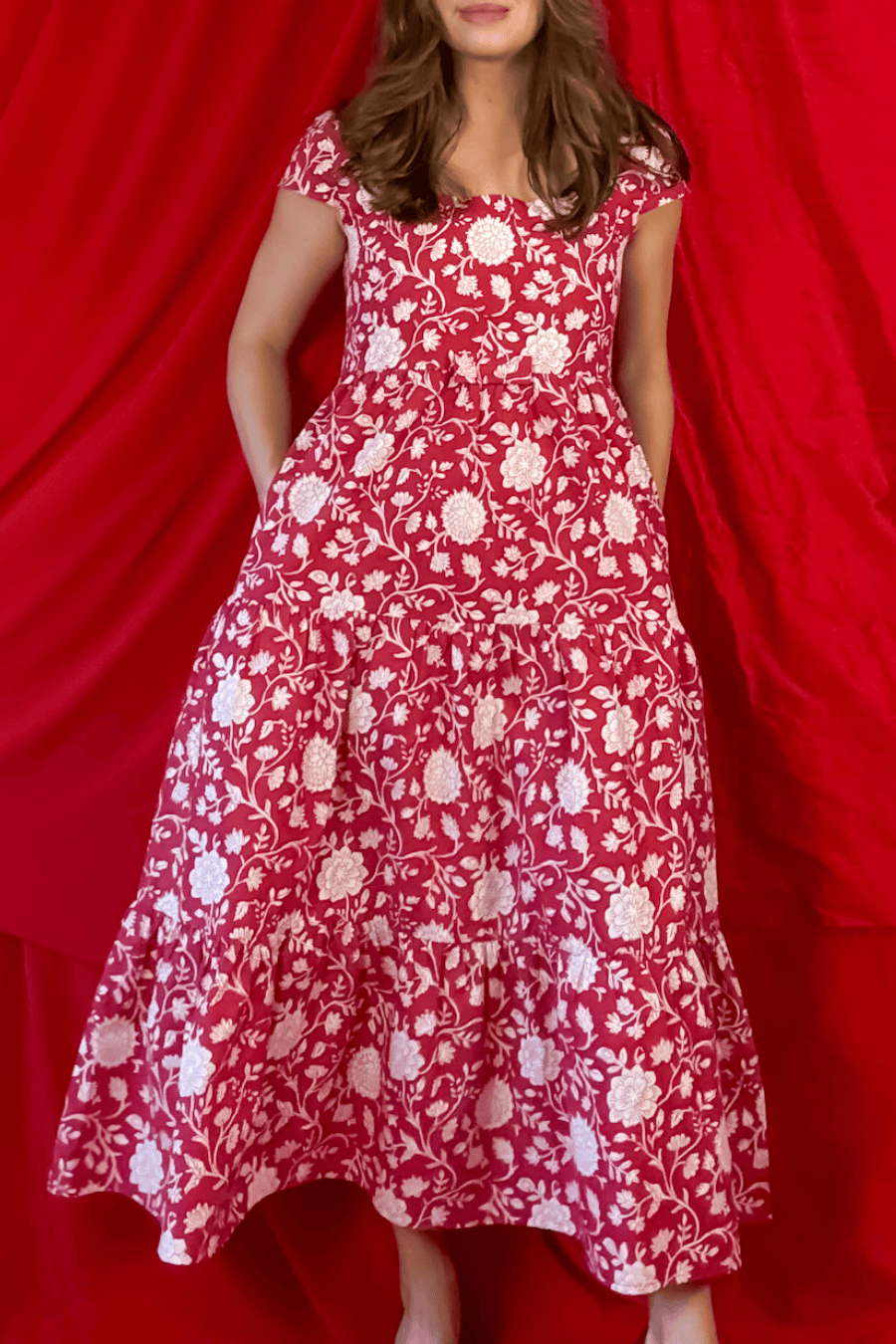 SARA KHATIB DESIGN DRESSES THE PONTE VEDRA DRESS HAUTE RED FLORAL