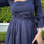 SARA KHATIB DESIGN DRESSES THE WAVENY DRESS - NAVY SCALLOP