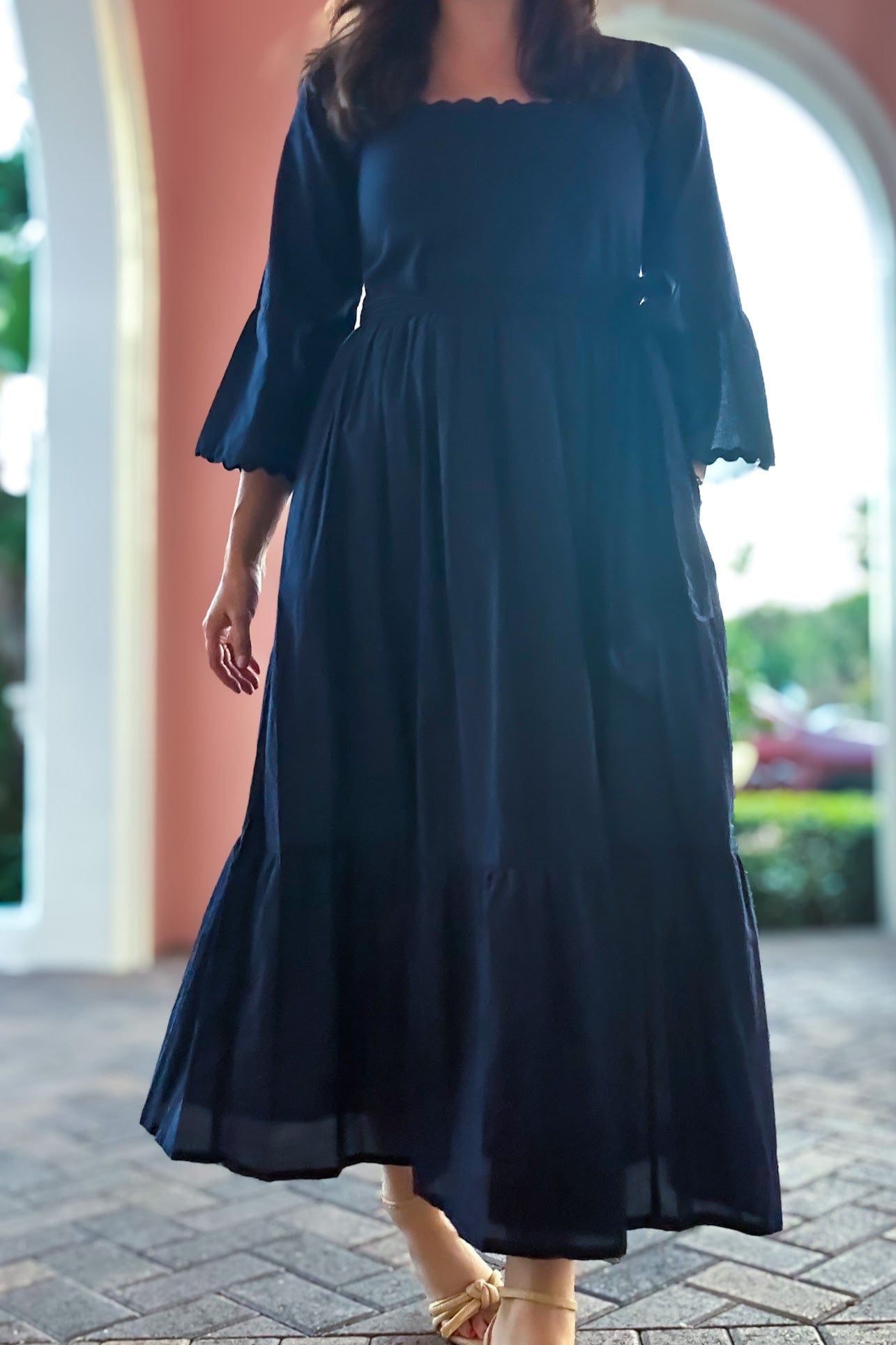 SARA KHATIB DESIGN DRESSES THE WAVENY DRESS - NAVY SCALLOP