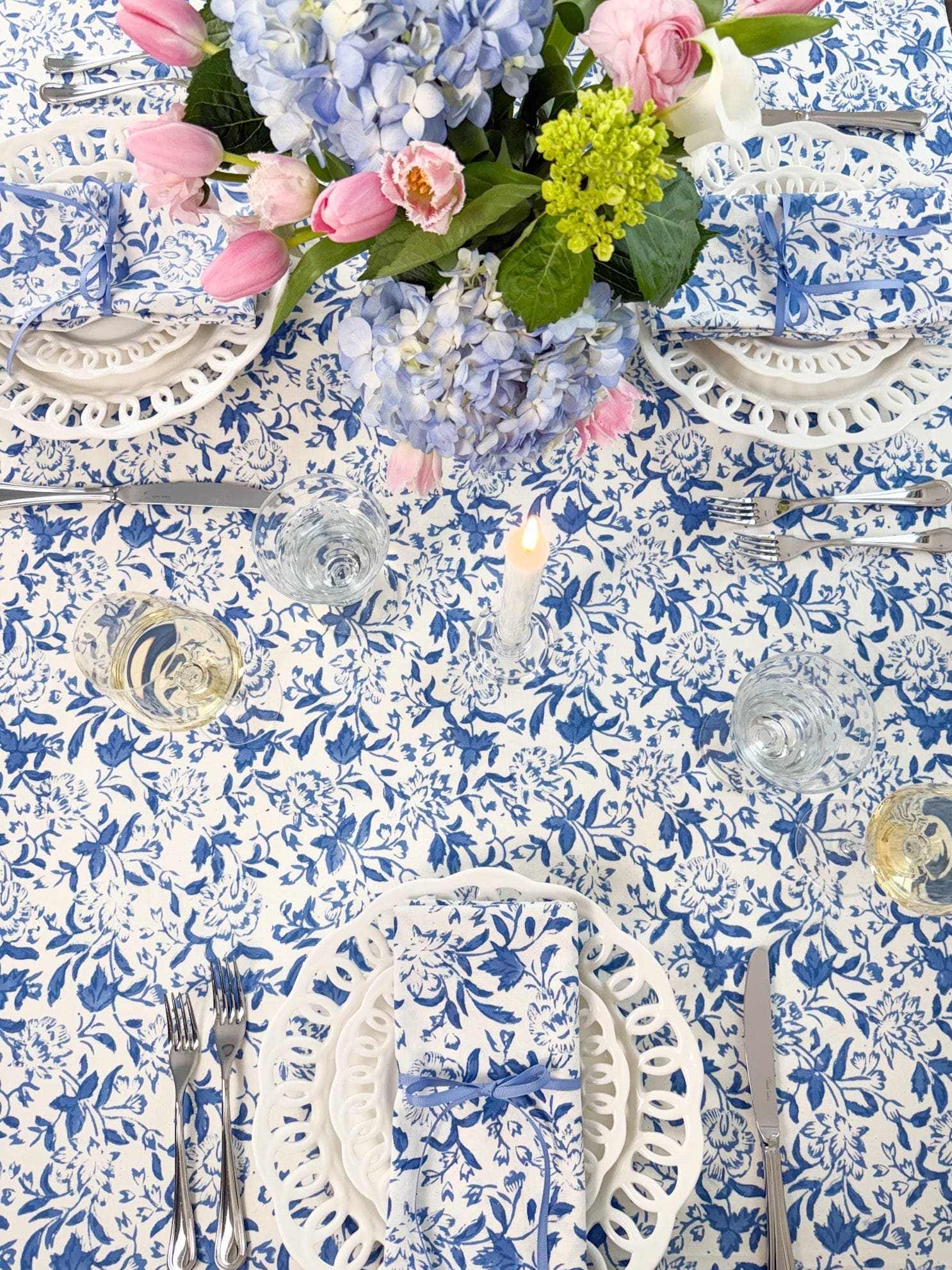 SARA KHATIB DESIGN Napkins Coastal Blue Wildflower Napkins