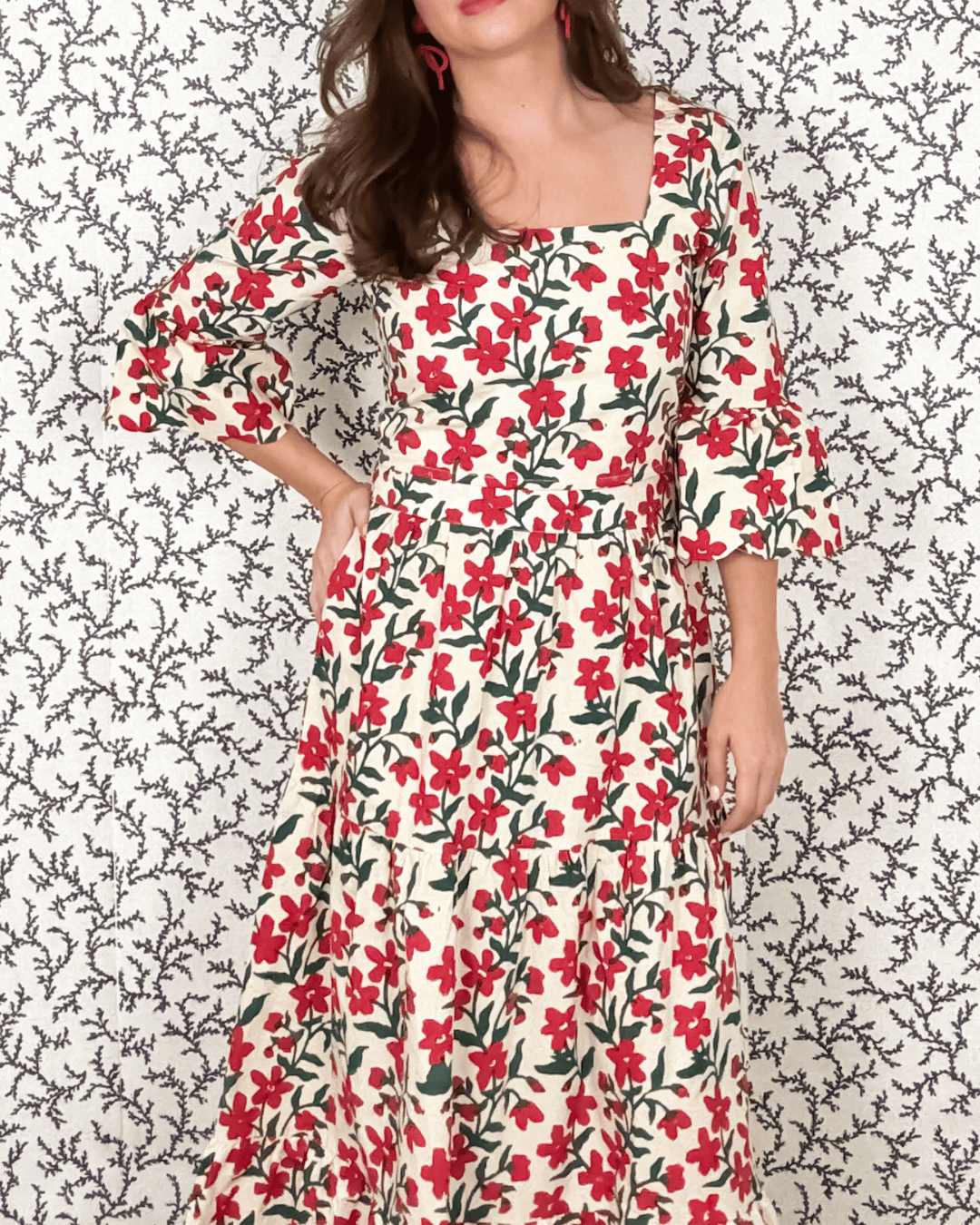 SARA KHATIB DESIGN SKIRT THE SOUTHPORT SKIRT ECRU POPPY