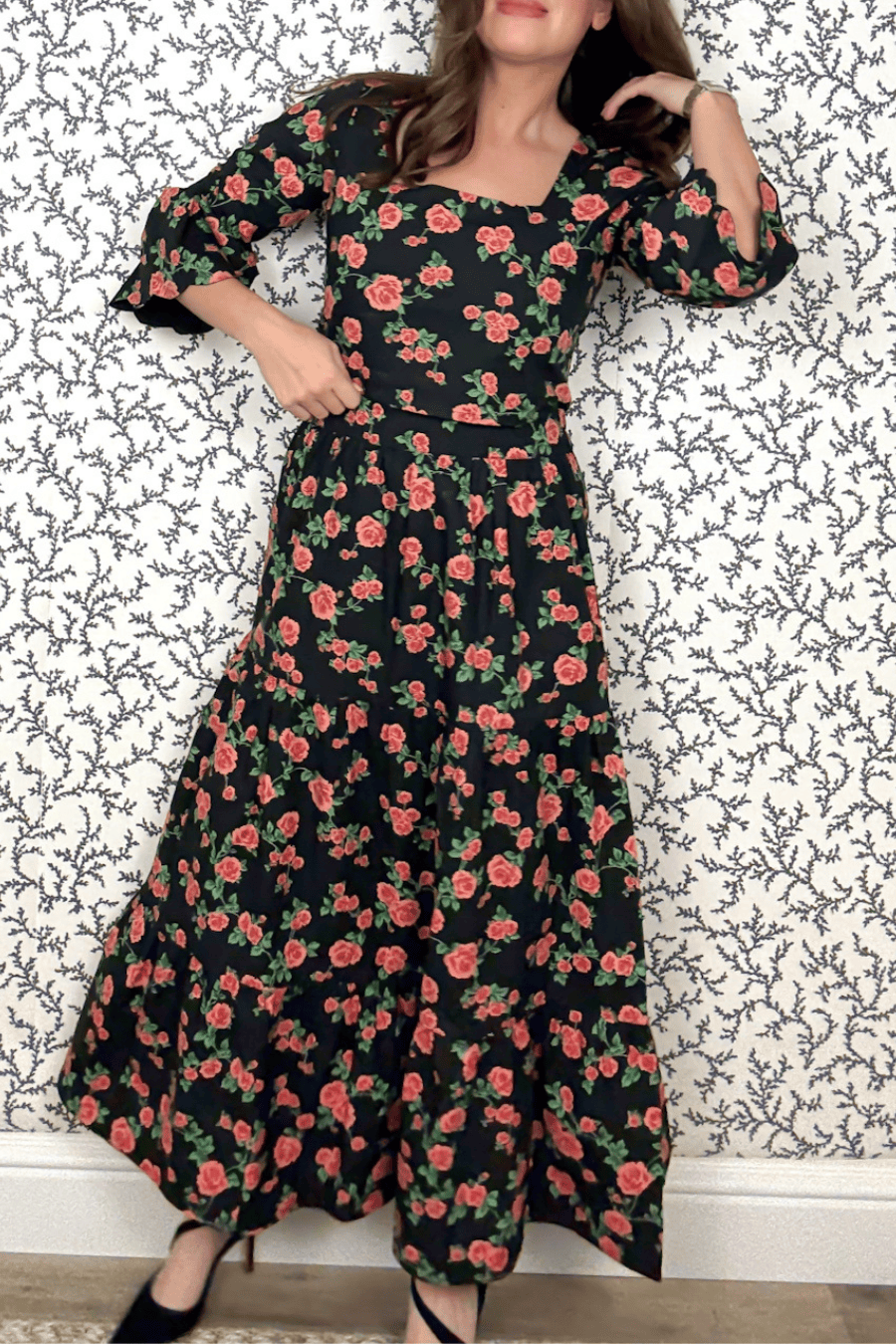 SARA KHATIB DESIGN SKIRT THE SOUTHPORT SKIRT ROSE GARDEN