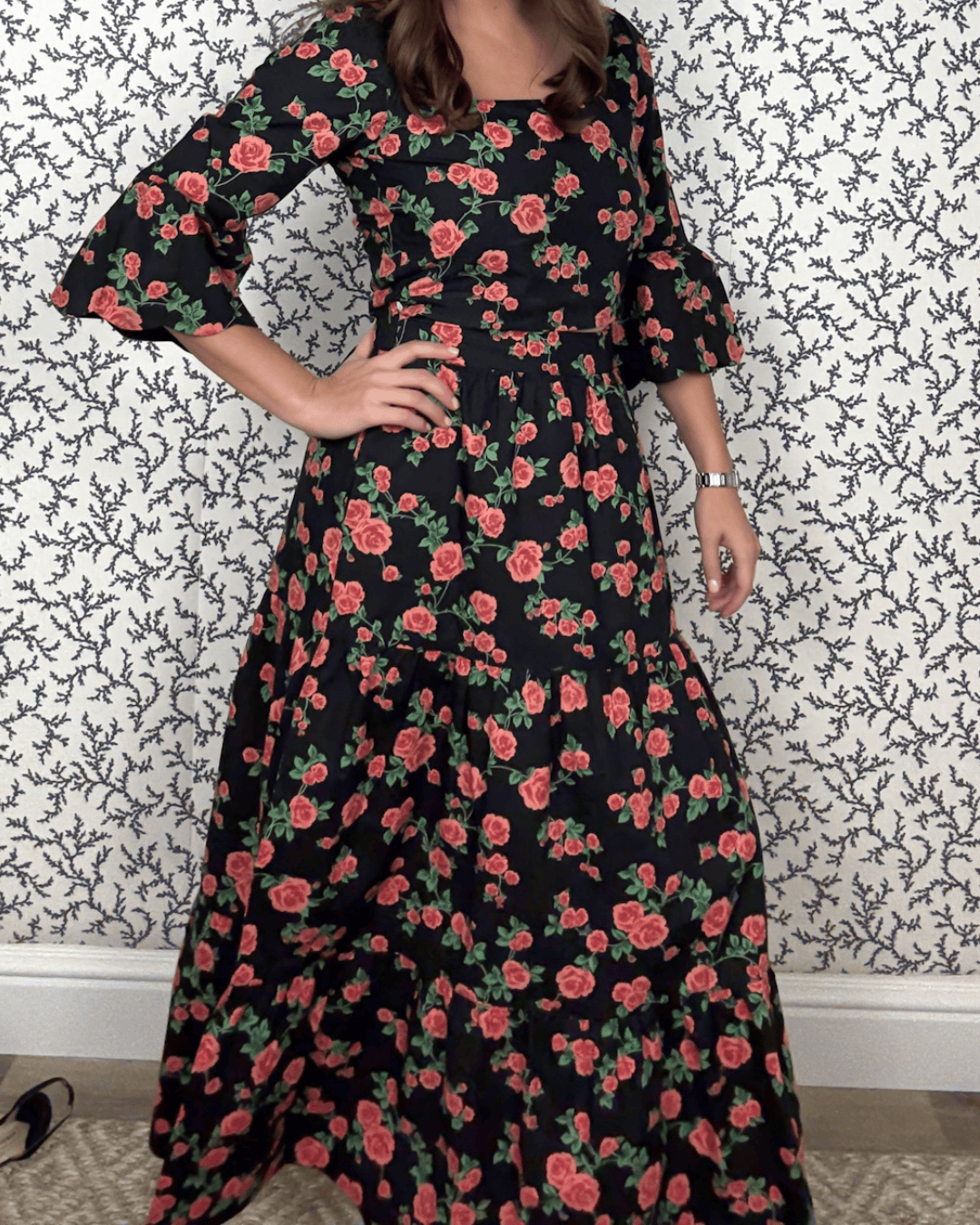 SARA KHATIB DESIGN SKIRT THE SOUTHPORT SKIRT ROSE GARDEN