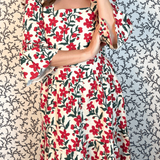 SARA KHATIB DESIGN TOP THE LOWELL TOP ECRU POPPY