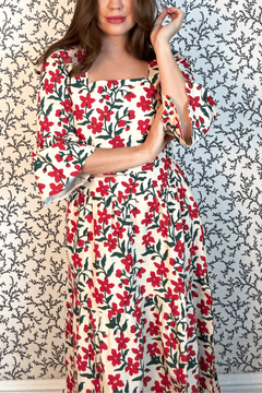 SARA KHATIB DESIGN TOP THE LOWELL TOP ECRU POPPY