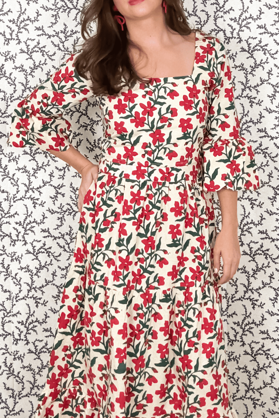 SARA KHATIB DESIGN TOP THE LOWELL TOP ECRU POPPY