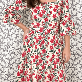 SARA KHATIB DESIGN TOP THE LOWELL TOP ECRU POPPY