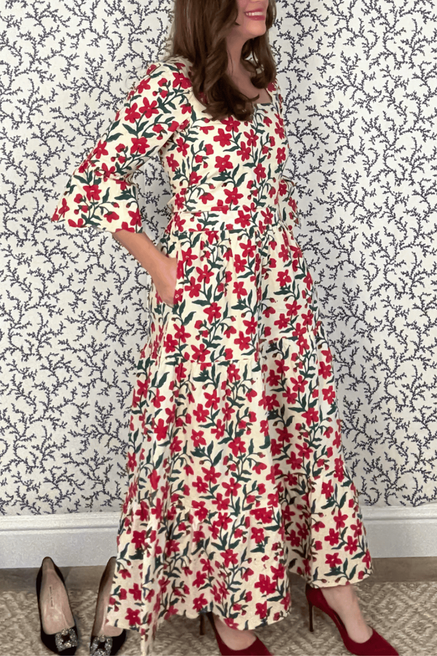 SARA KHATIB DESIGN TOP THE LOWELL TOP ECRU POPPY