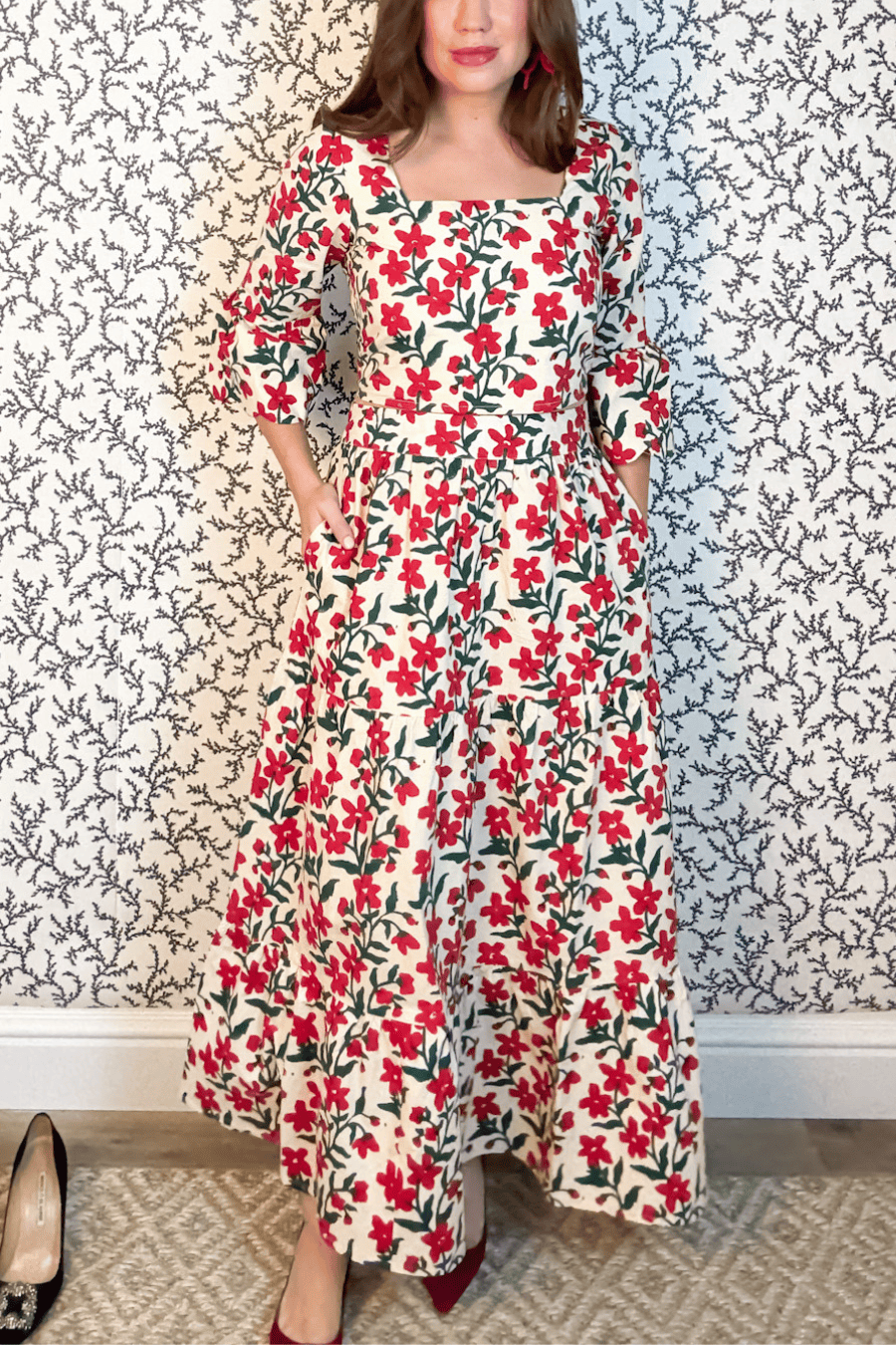 SARA KHATIB DESIGN TOP THE LOWELL TOP ECRU POPPY