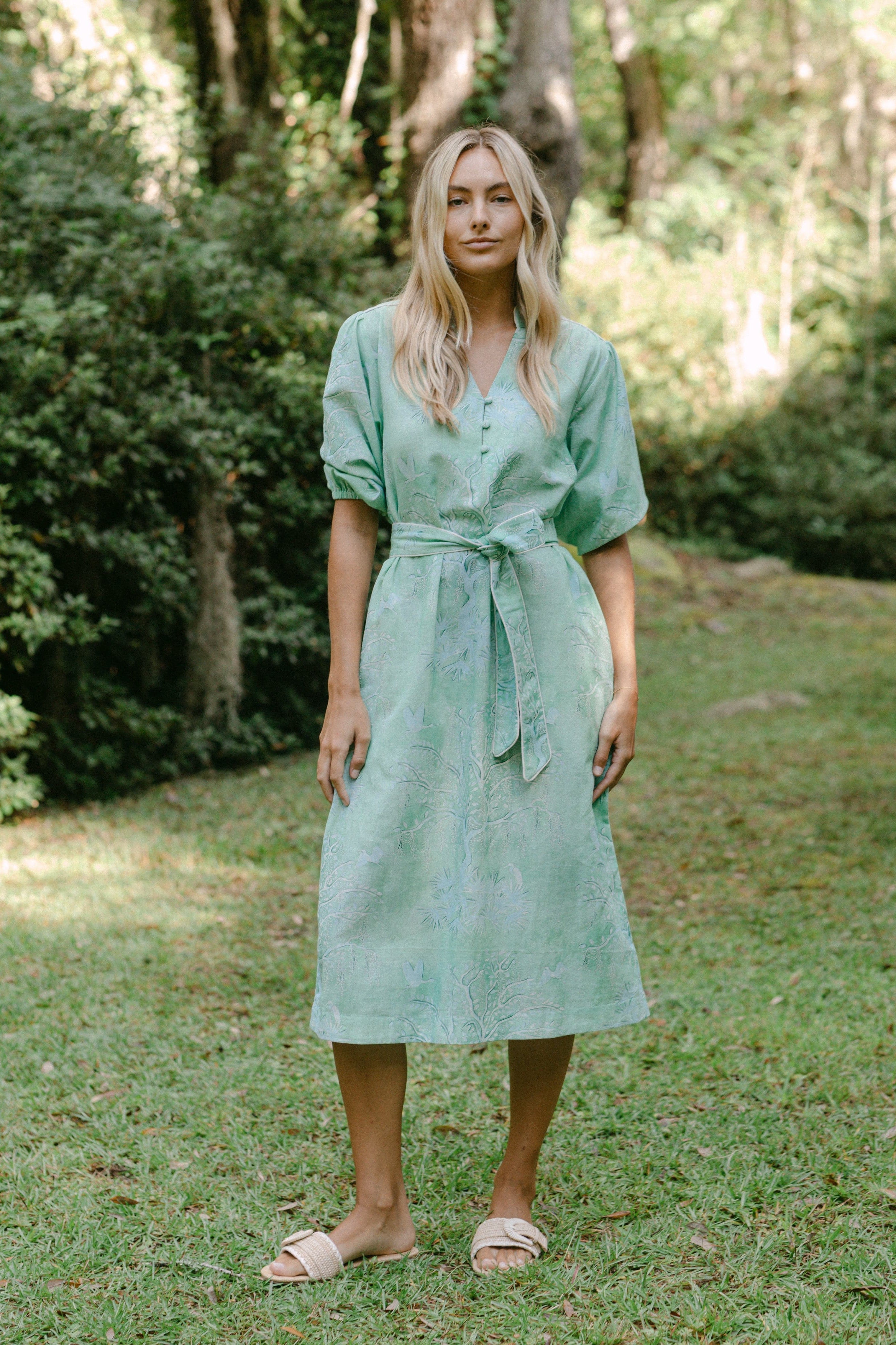 Sarah Alexis Dresses Faith Caftan - Green Lowcountry Watercolor