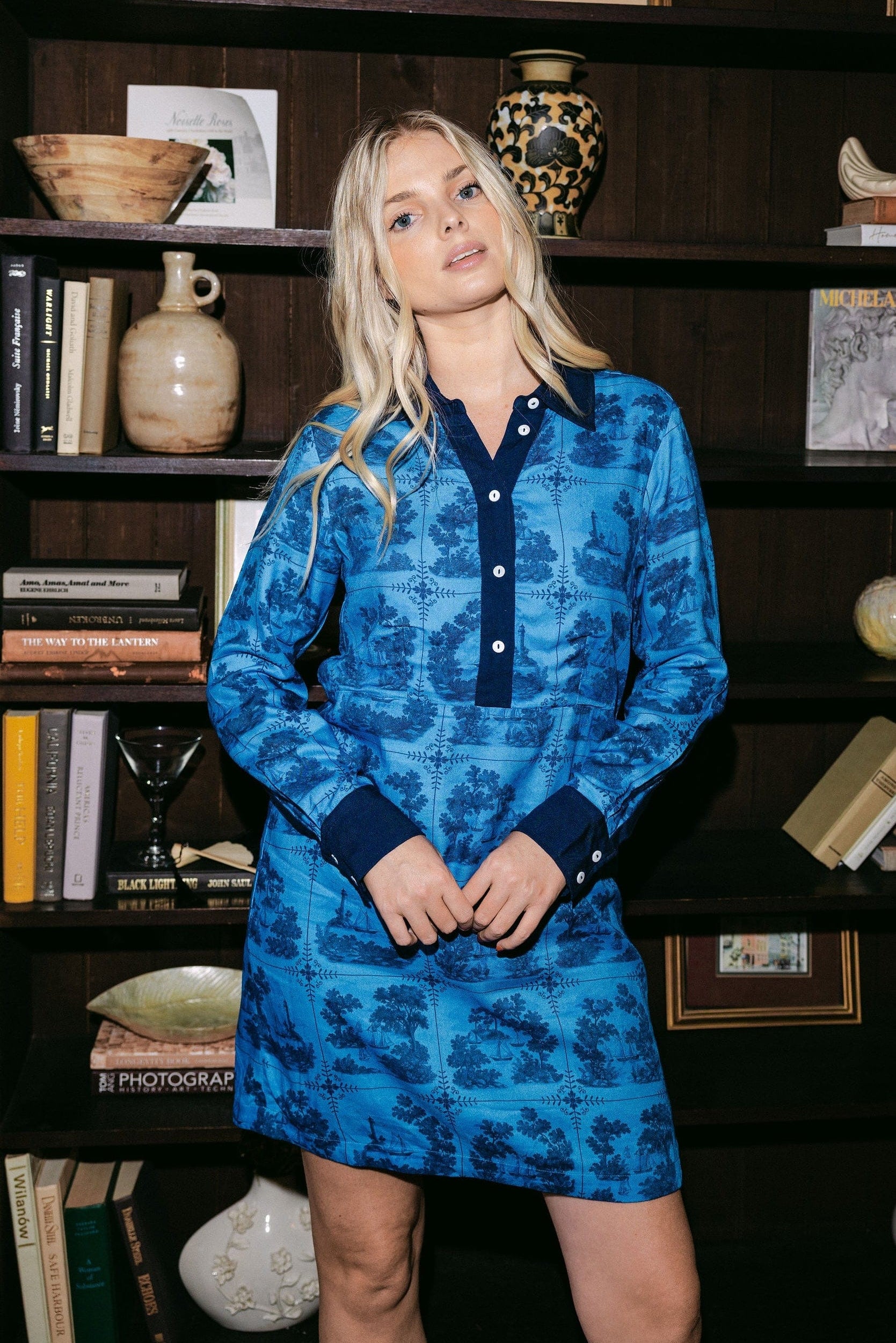 Sarah Alexis Dresses Jenny Shirt Dress - Dark Blue Sailor's Tile