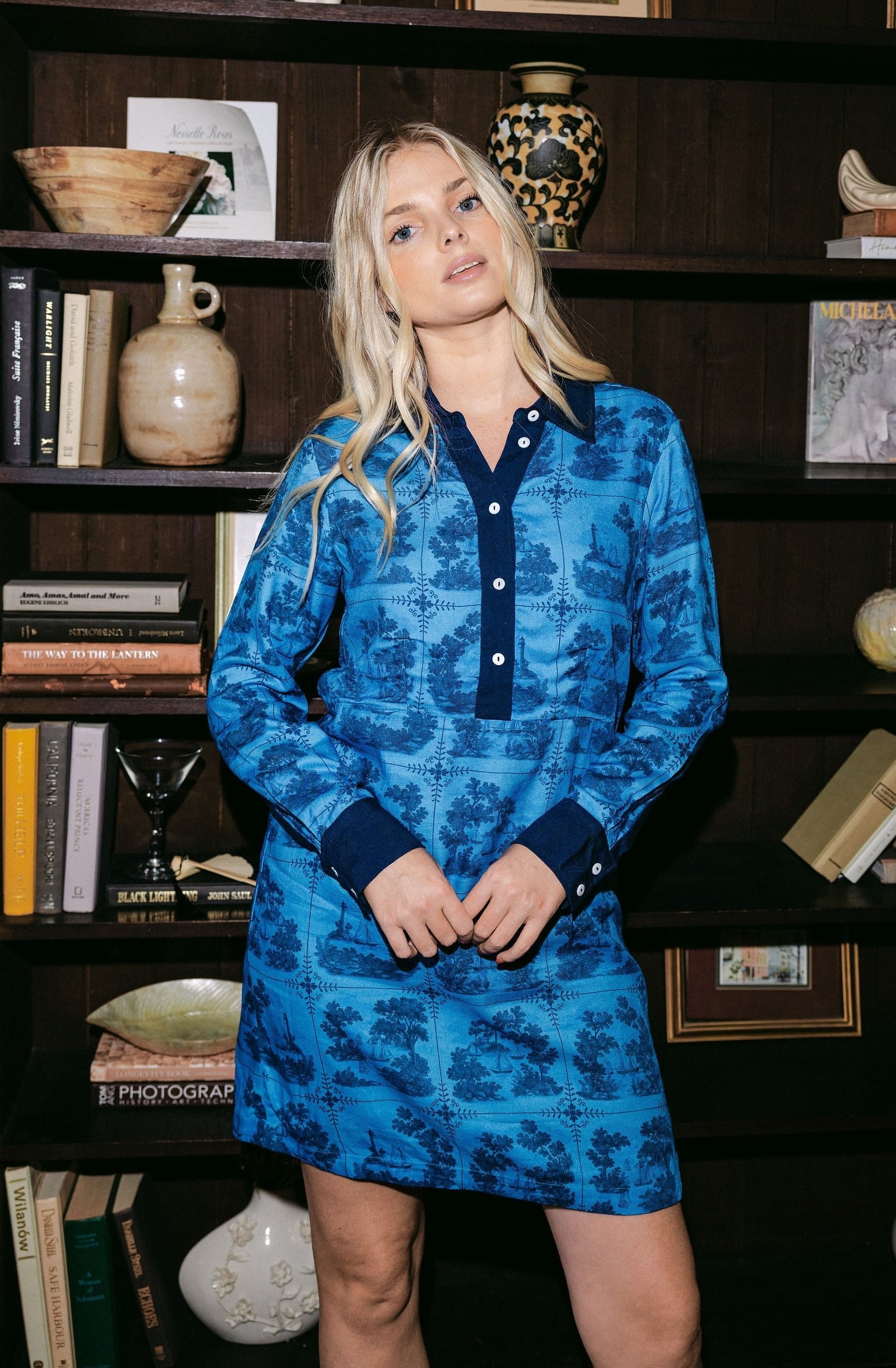 Sarah Alexis Dresses Jenny Shirt Dress - Dark Blue Sailor's Tile