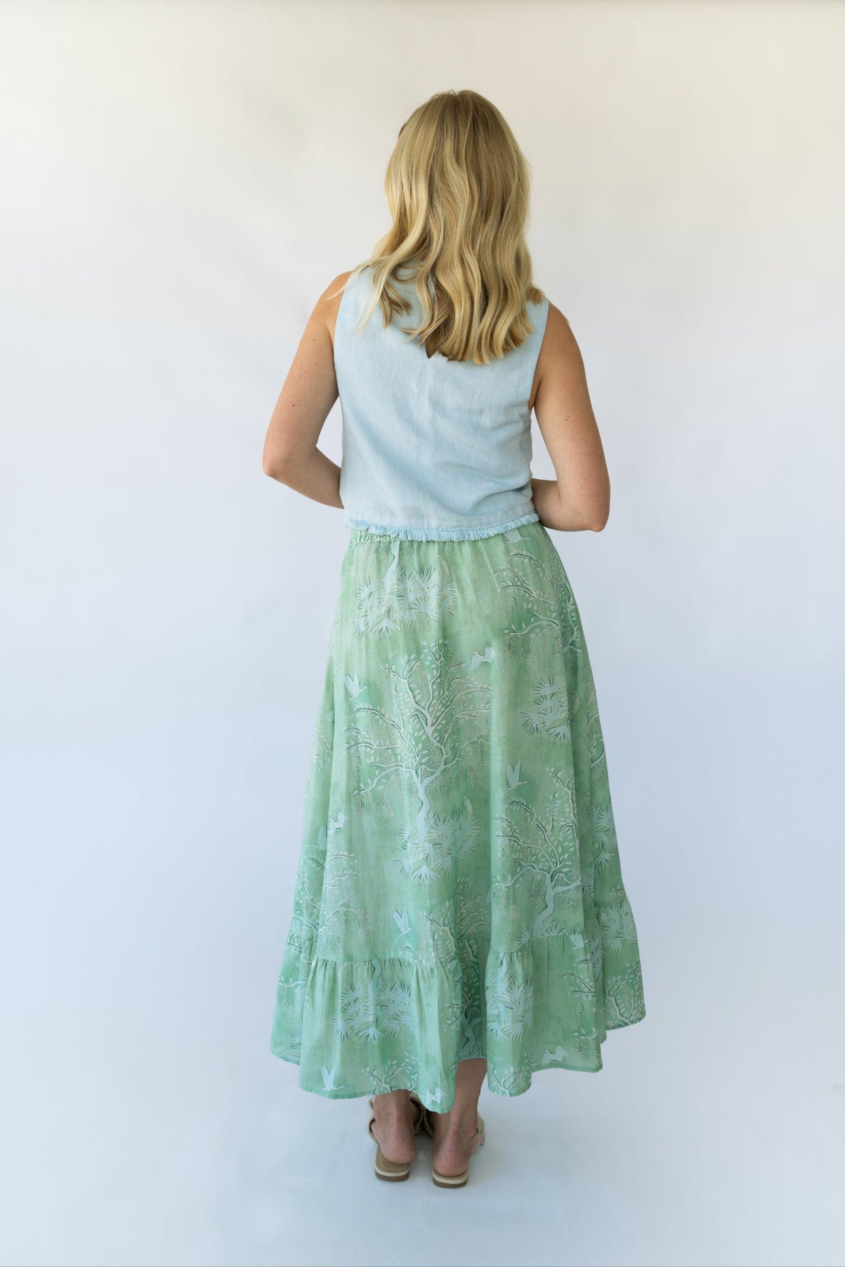 Sarah Alexis Skirt Florence Maxi Skirt - Green Lowcountry Watercolor