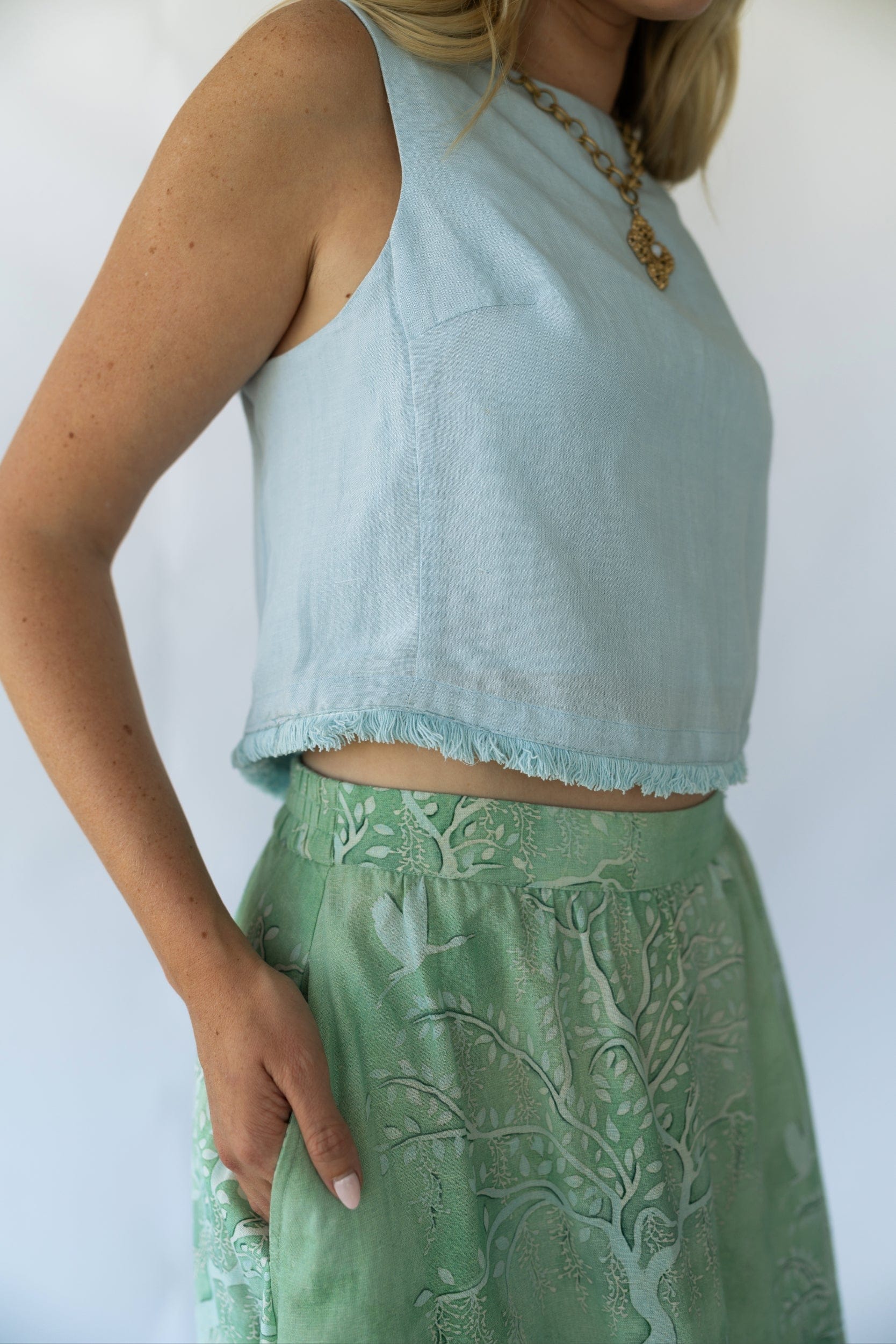 Sarah Alexis Skirt Florence Maxi Skirt - Green Lowcountry Watercolor