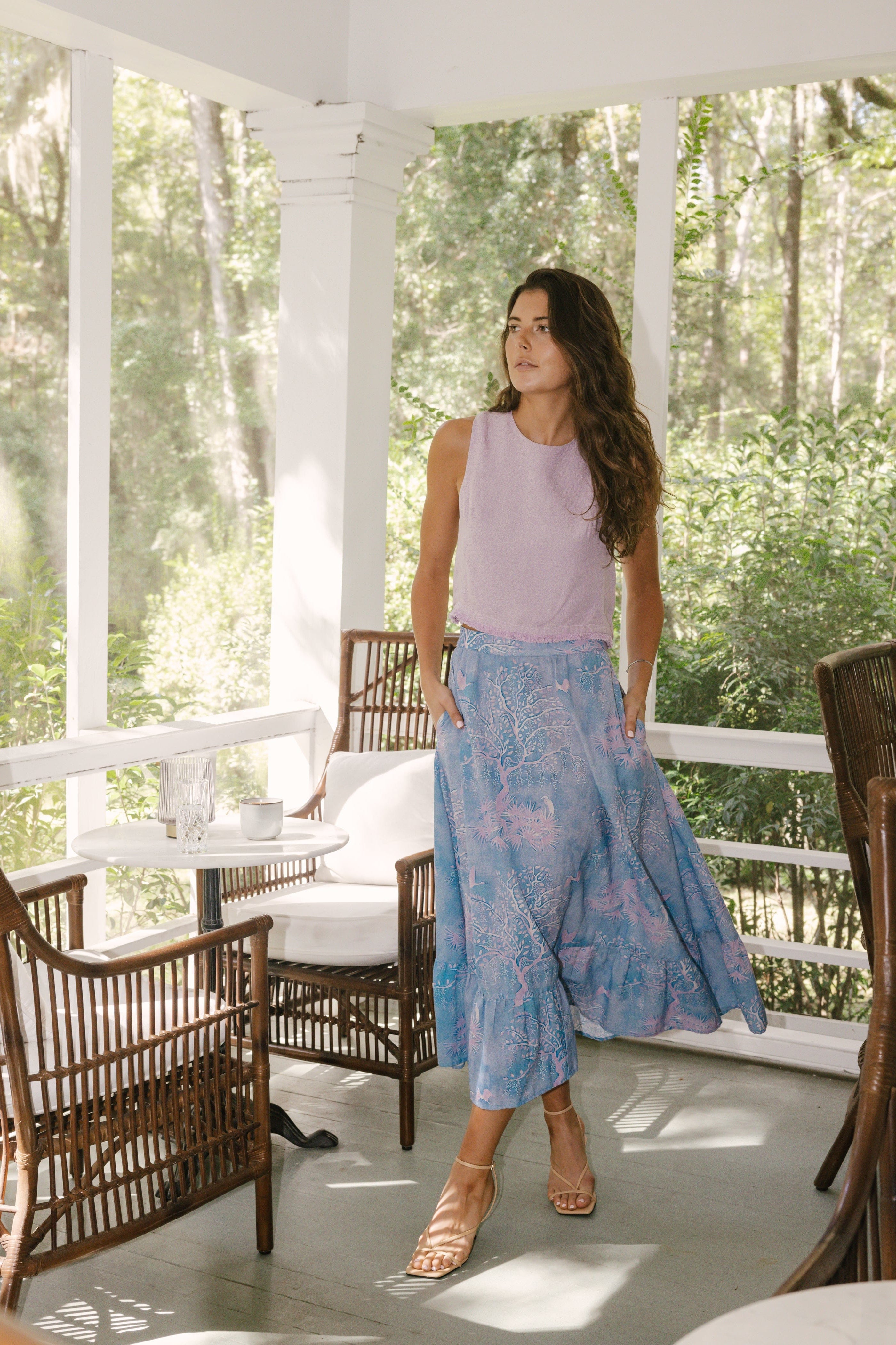 Sarah Alexis Skirt Florence Maxi Skirt - Purple Lowcountry Watercolor