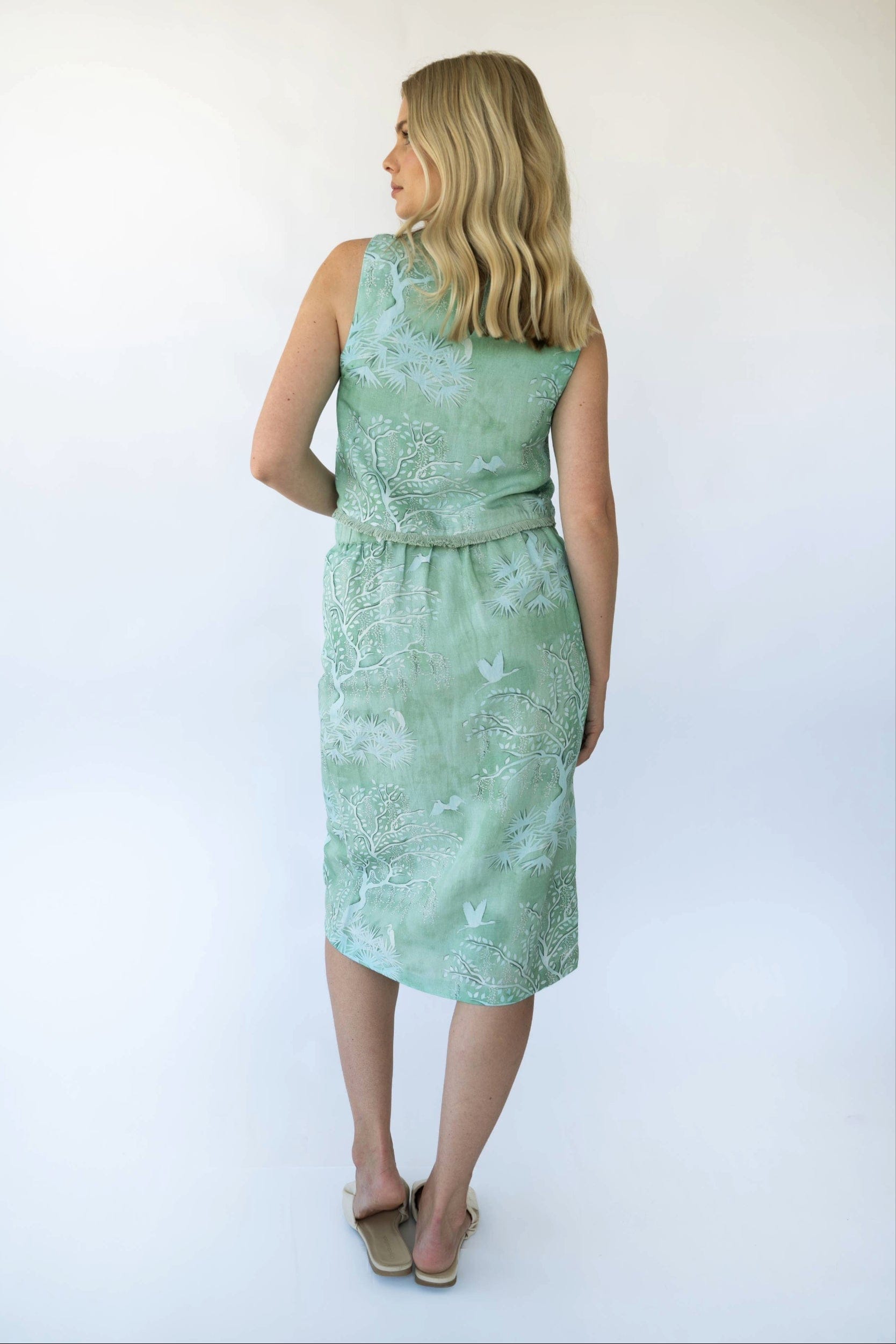 Sarah Alexis Skirt Michelle Skirt - Green Lowcountry Watercolor