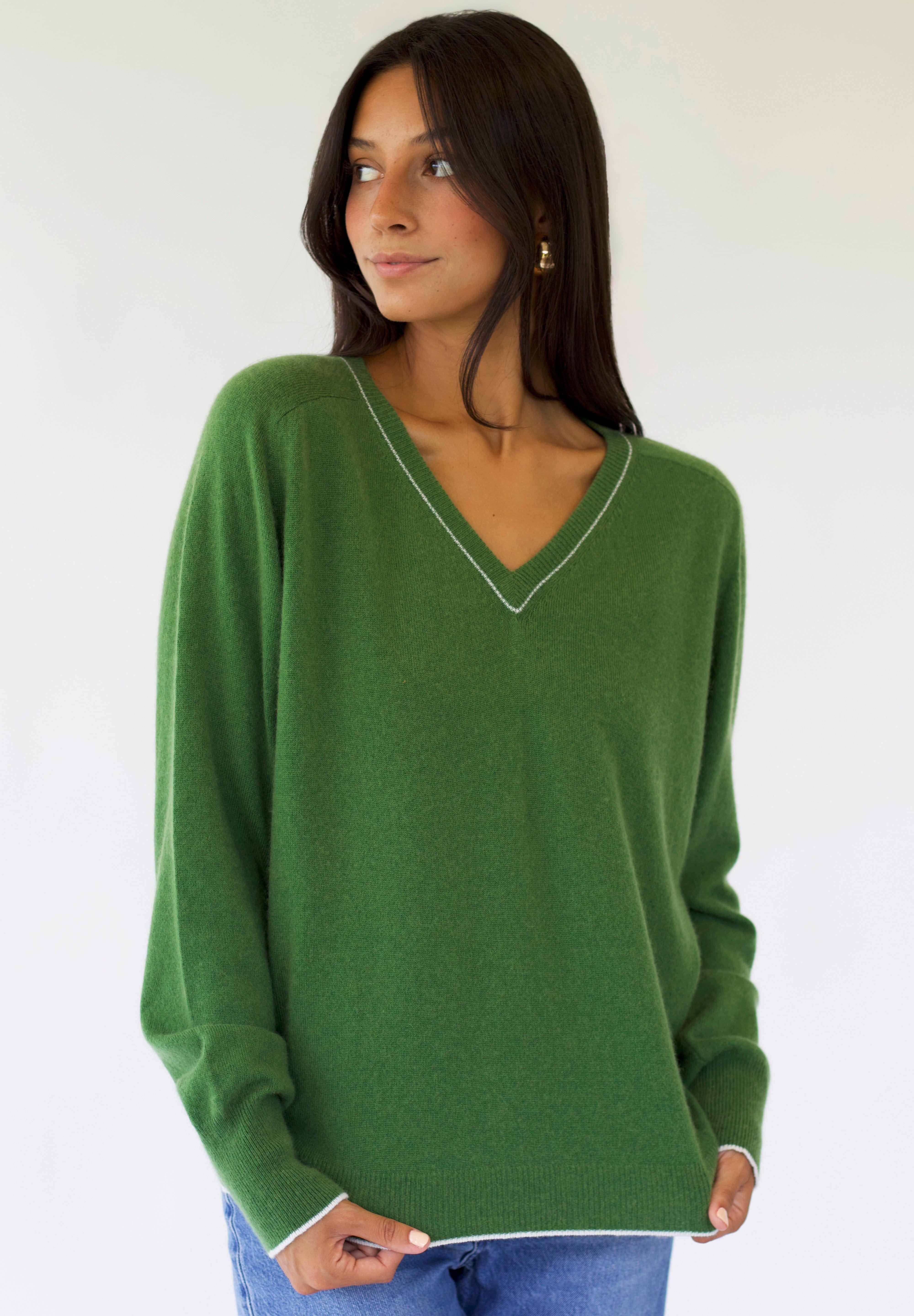 Sarah Alexis Sweater Carey Piped Cashmere Sweater