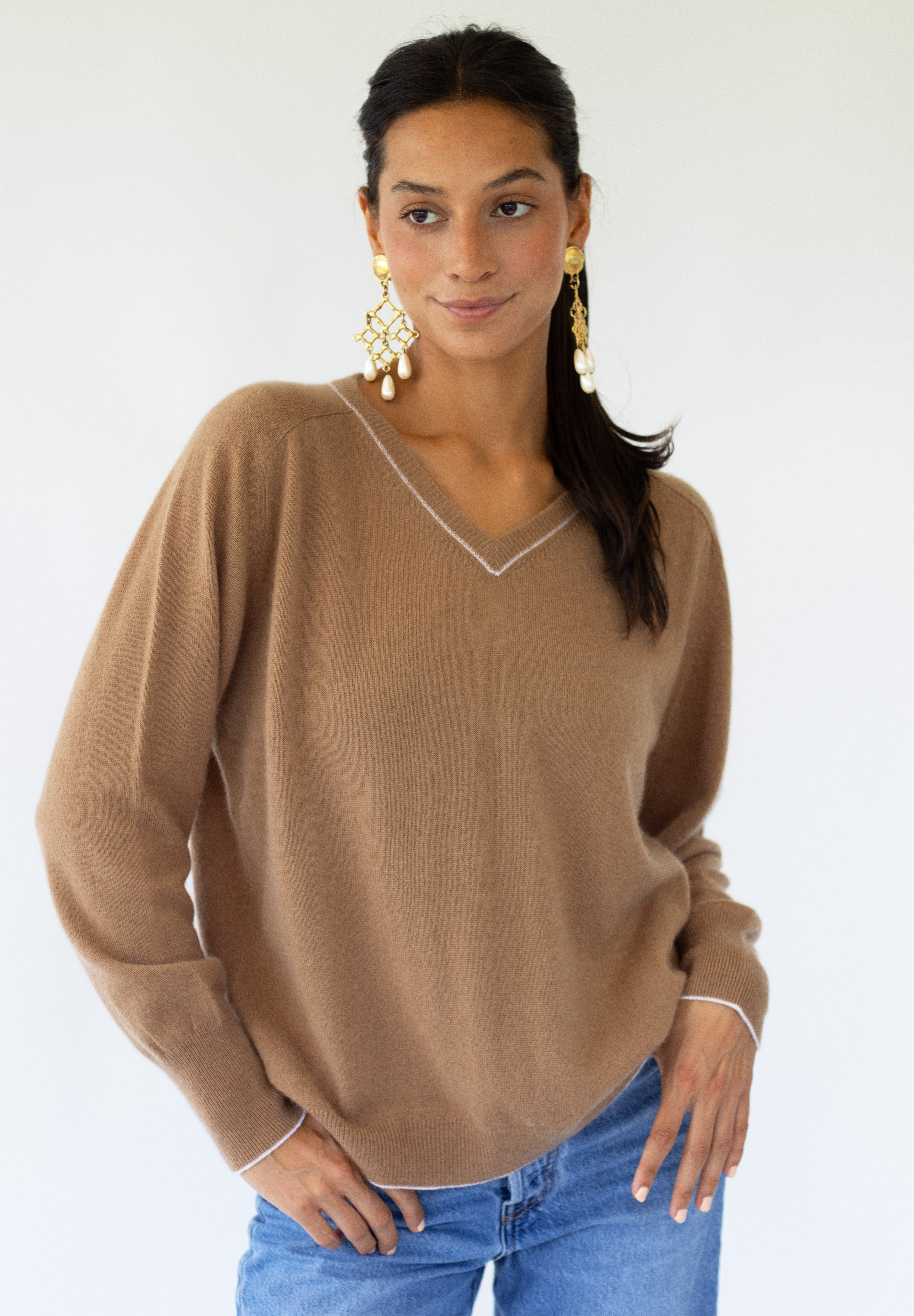 Sarah Alexis Sweater Carey Piped Cashmere Sweater