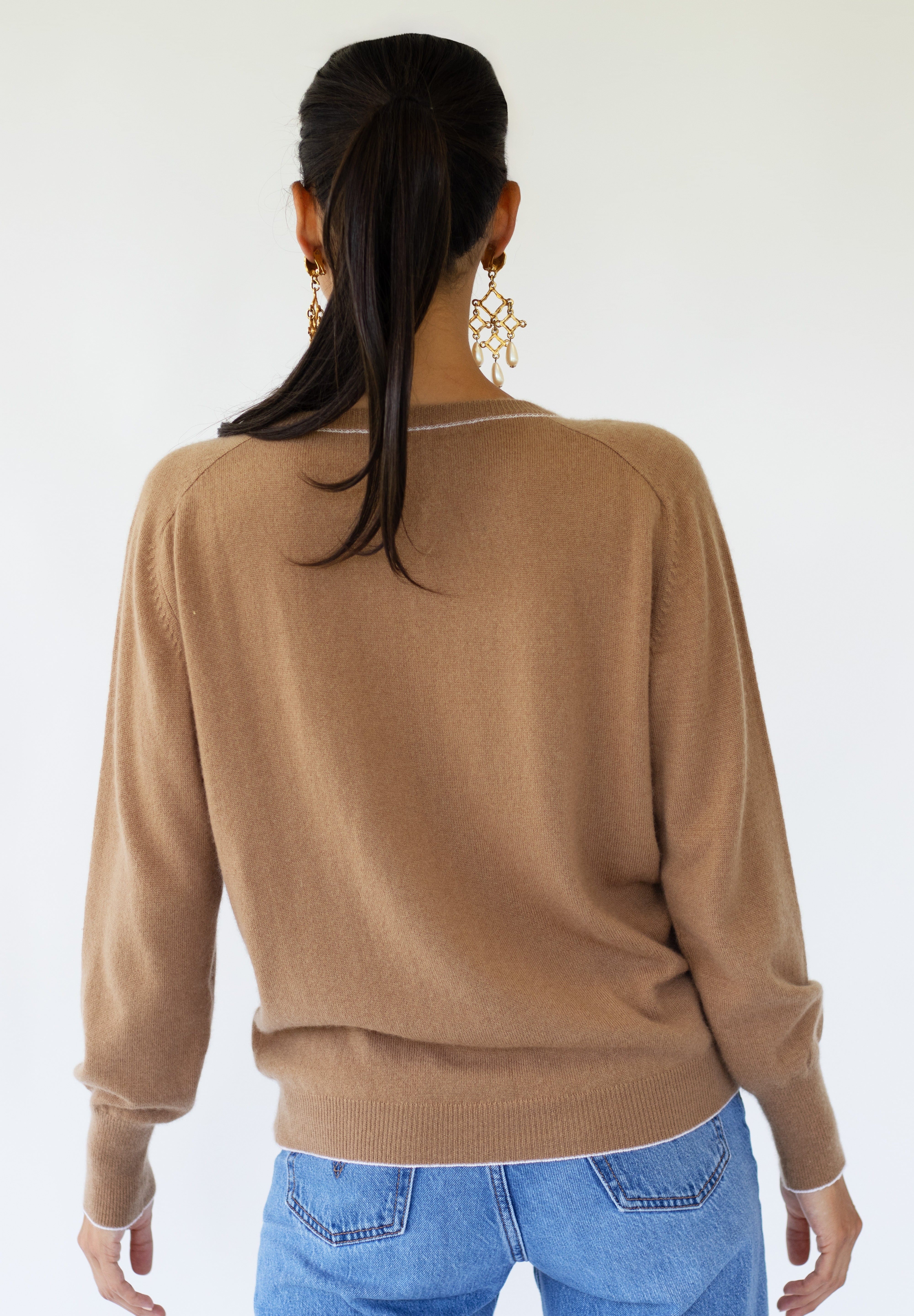 Sarah Alexis Sweater Carey Piped Cashmere Sweater