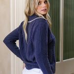 Sarah Alexis Sweaters Meagan Cashmere Polo - Mariner Blue